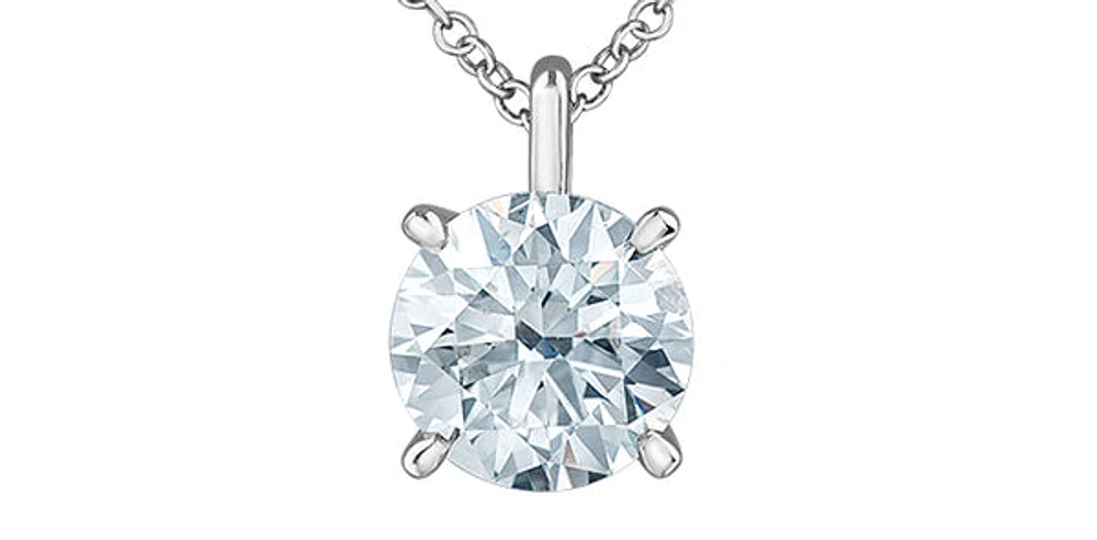 14K White Gold 2.11cttw Lab Grown Diamond Solitaire Necklace with Rolo Chain (Lobster Clasp) - Adjustable 16 - 18 Inches