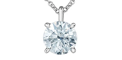 14K White Gold 2.11cttw Lab Grown Diamond Solitaire Necklace with Rolo Chain (Lobster Clasp) - Adjustable 16 - 18 Inches