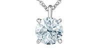 14K White Gold 2.11cttw Lab Grown Diamond Solitaire Necklace with Rolo Chain (Lobster Clasp) - Adjustable 16 - 18 Inches