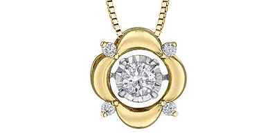 10K Yellow Gold cttw Diamond Pulse Pendant