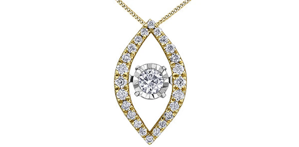 10K Yellow Gold 0.22cttw Diamond Pulse Pendant, 18"