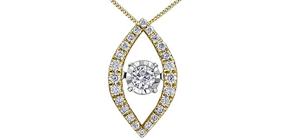 10K Yellow Gold 0.22cttw Diamond Pulse Pendant, 18"