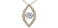 10K Yellow Gold 0.22cttw Diamond Pulse Pendant, 18"