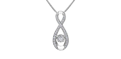10K White Gold 0.18 cttw Diamond Pulse Pendant, 18"