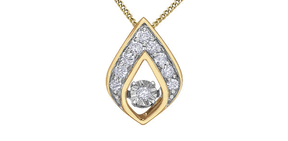 10K Yellow Gold 0.08cttw Diamond Pulse Necklace, 18"