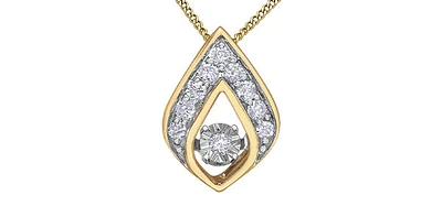 10K Yellow Gold 0.08cttw Diamond Pulse Necklace, 18"