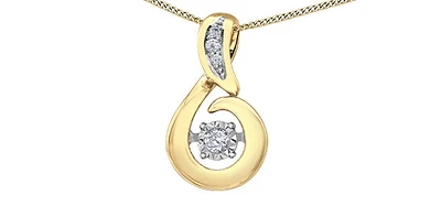 10K Yellow Gold 0.05 cttw Diamond Pulse Pendant
