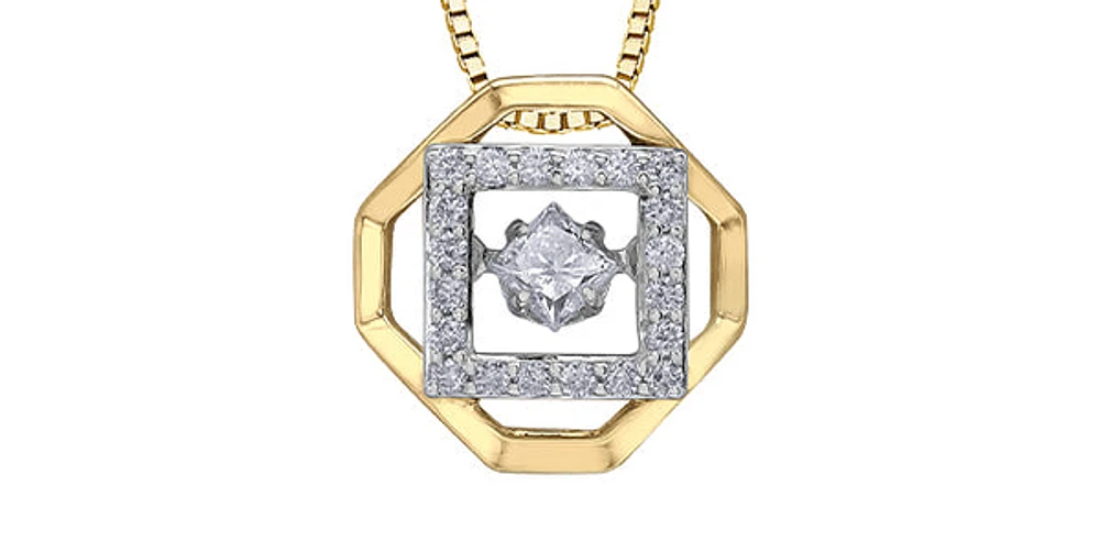 10K Yellow Gold 0.27cttw Diamond Pulse Pendant, 18"