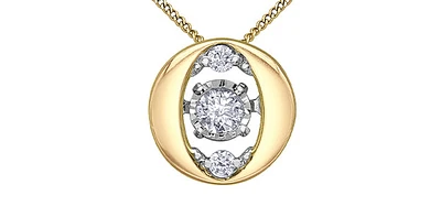 10K Yellow Gold 0.10cttw Diamond Pulse Pendant, 18"