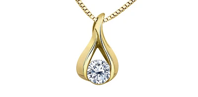 14K Yellow Gold 0.25 cttw Canadian Diamond Pendant, 18"