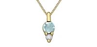10K Yellow Gold 3.0mm Round Cut Aquamarine & 0.017cttw Diamond Pendant - 18"
