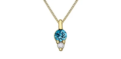 10K Yellow Gold Blue Topaz Necklace and Diamond Necklace