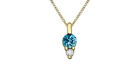 10K Yellow Gold Blue Topaz Necklace and Diamond Necklace