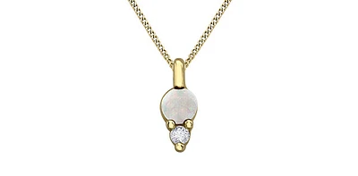 10K Yellow Gold Opal and Diamond Pendant