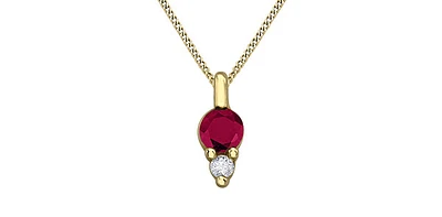 10K Yellow Gold Ruby and Diamond Necklace, 18"