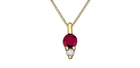 10K Yellow Gold Ruby and Diamond Necklace, 18"