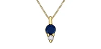 10K Yellow Gold 3mm Sapphire and Diamond Pendant - 18 inches