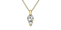 10K Yellow Gold 3mm Round Cut White Topaz Birthstone Pendant - 18 Inches
