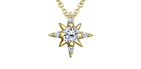 14K Yellow Gold 0.16cttw Diamond Star Necklace, 18"
