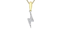 10K White & Yellow Gold 0.04cttw Diamond Lightning Bolt Pendant