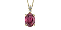 10K Yellow Gold Oval Cut Rhodolite Garnet and Diamond Pendant