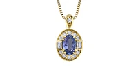 10K Yellow Gold Genuine Tanzanite, White Sapphire & Diamond Pendant - 18"