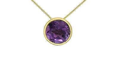 10K Yellow Gold 5mm Genuine Amethyst Pendant, 18"