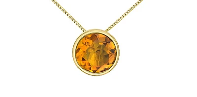 10K Yellow Gold 5mm Genuine Citrine Pendant, 18"