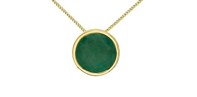10K Yellow Gold 5mm Genuine Emerald Pendant, 18"