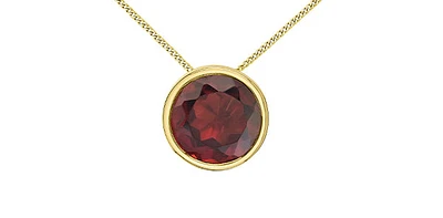 10K Yellow Gold 5mm Genuine Garnet Pendant, 18"