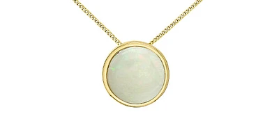 10K Yellow Gold 5mm Genuine Opal Pendant, 18"