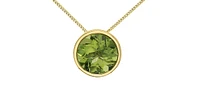 10K Yellow Gold 5mm Genuine Peridot Pendant, 18"