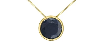 10K Yellow Gold 5mm Genuine Sapphire Pendant, 18"