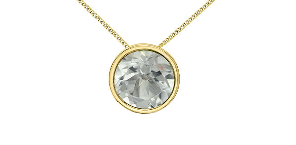 10K Yellow Gold 5mm Genuine Topaz Pendant