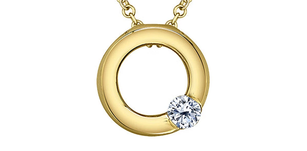 10K Yellow Gold 0.097 Canadian Diamond Infinity Pendant - 18"