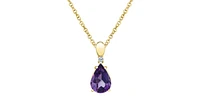 10K Yellow Gold Amethyst and Canadian Diamond Pendant