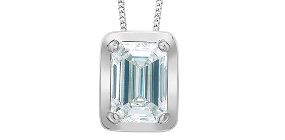 10K White Gold 0.50cttw Lab Grown Emerald Cut Diamond Necklace - 18 Inches