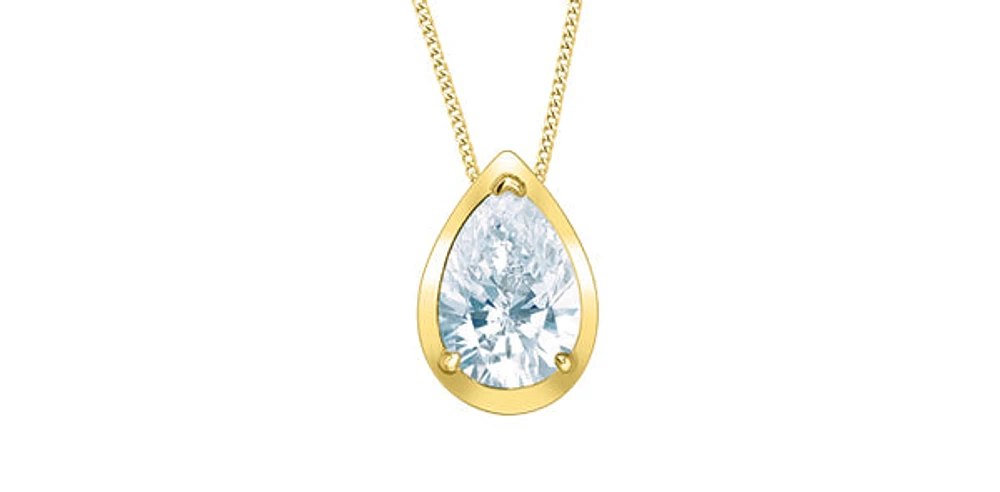 10K Yellow Gold 0.50cttw Pear Cut Lab Grown Diamond Necklace - 18 Inches