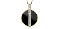 10K Yellow Gold Onyx and Diamond Necklace