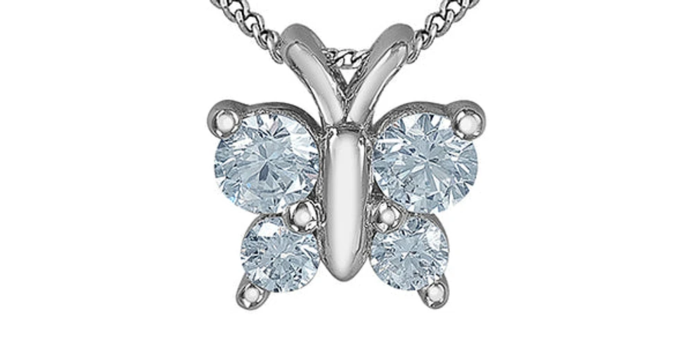 10K White Gold 0.34cttw Lab Grown Diamond Butterfly Necklace - 18 Inches