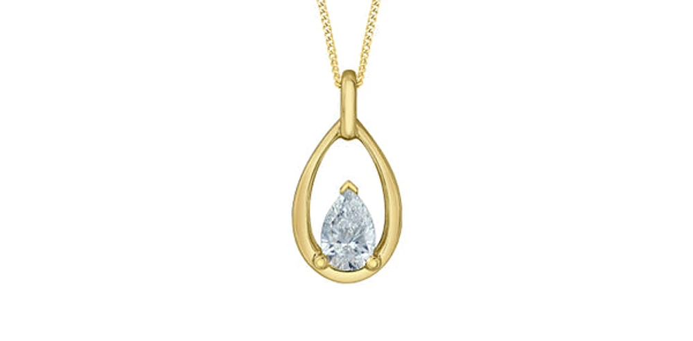 10K Yellow Gold 0.30cttw Pear Cut Lab Grown Diamond Necklace - 18 Inches