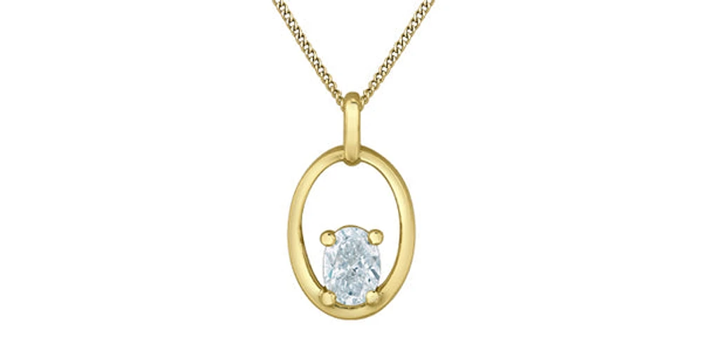 10K Yellow Gold 0.30cttw Oval Cut Lab Grown Diamond Necklace - 18 Inches