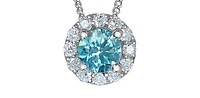 10K White Gold 0.33cttw Blue Lab Grown Diamond Halo Necklace - 18 Inches