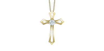 10K Yellow Gold 0.20cttw Lab Grown Diamond Cross Necklace - 18 Inches