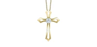 10K Yellow Gold 0.20cttw Lab Grown Diamond Cross Necklace - 18 Inches