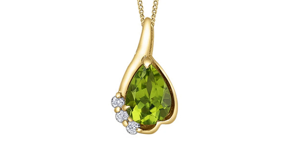 10K Yellow Gold Peridot and Diamond Necklace