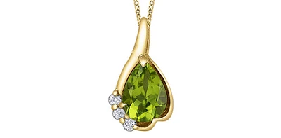 10K Yellow Gold Peridot and Diamond Necklace