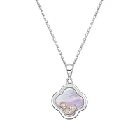 10K White Gold Floating Four-leaf Diamond Pendant