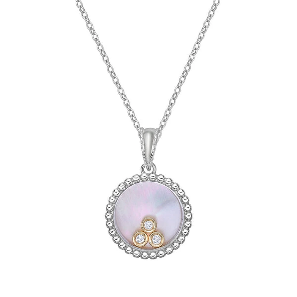 10K White Gold Floating Three-Diamond Pendant