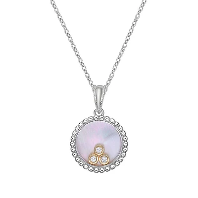 10K White Gold Floating Three-Diamond Pendant